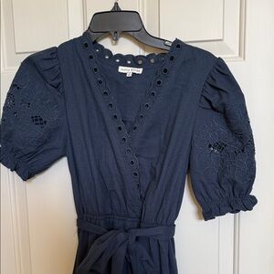 Moon River Midnight Blue Eyelet Dress